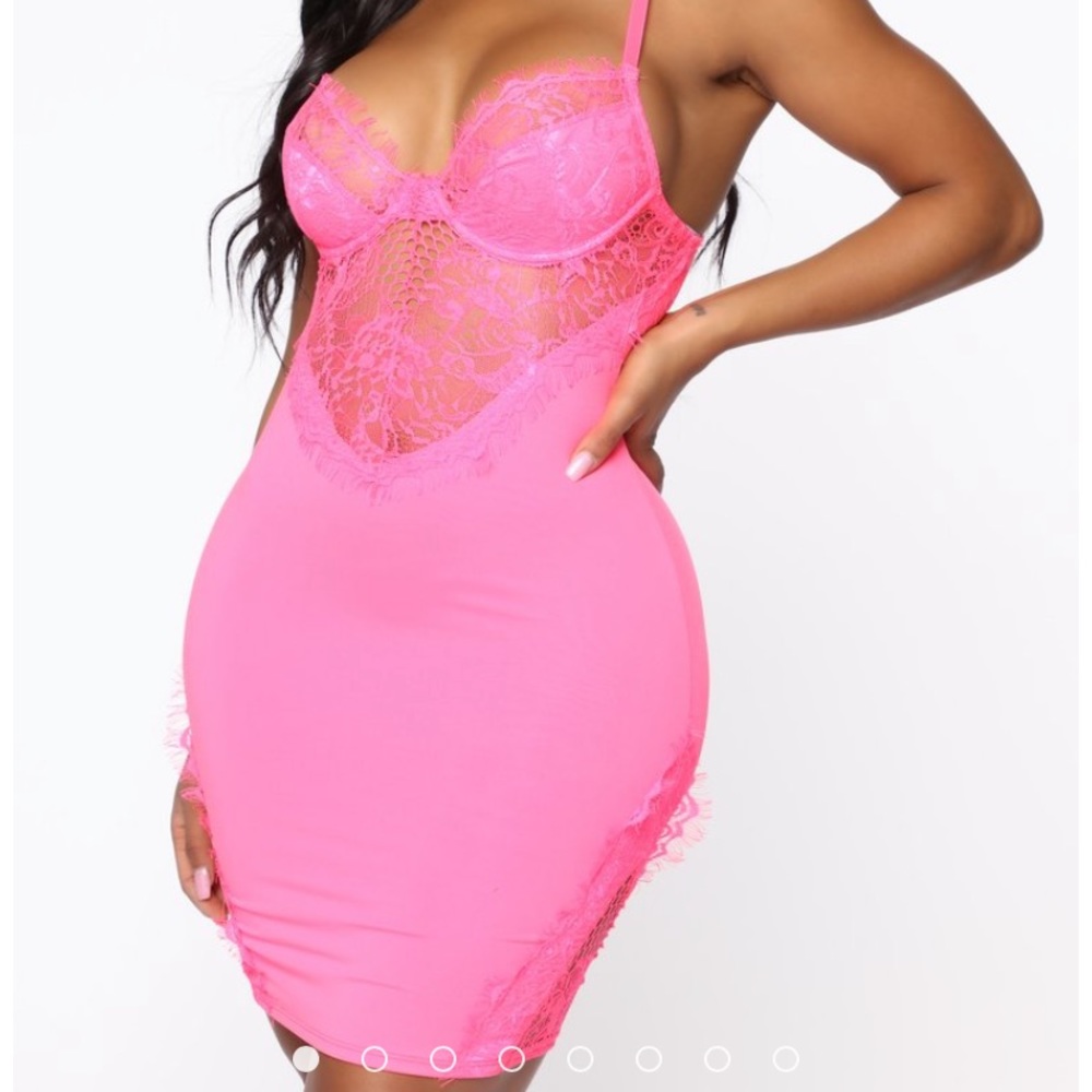 Neon pink mini dress